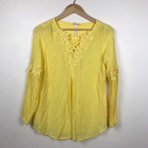 Ny‎ collection yellow floral long sleeve - Picture 1 of 6